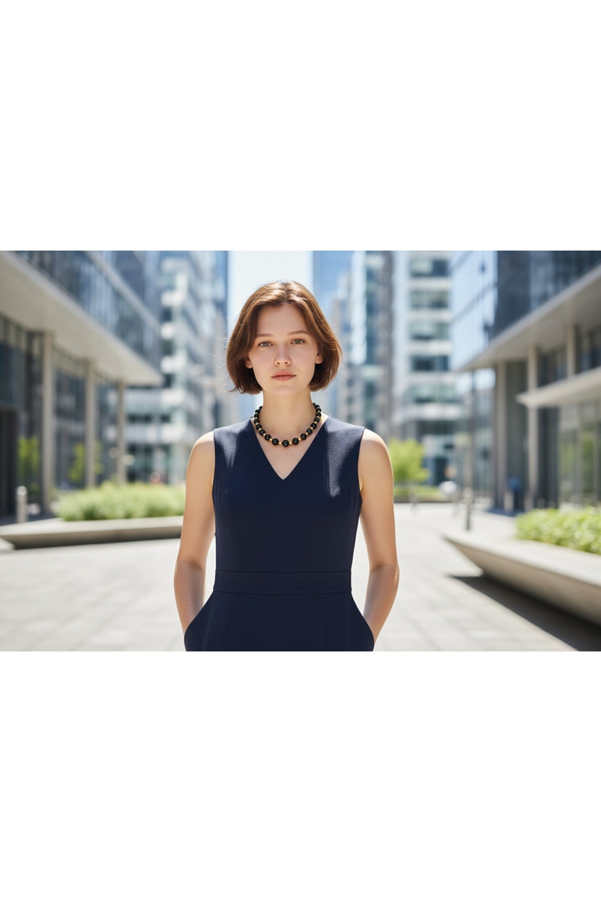 Vip Siyah-Gold Kemik Kolye