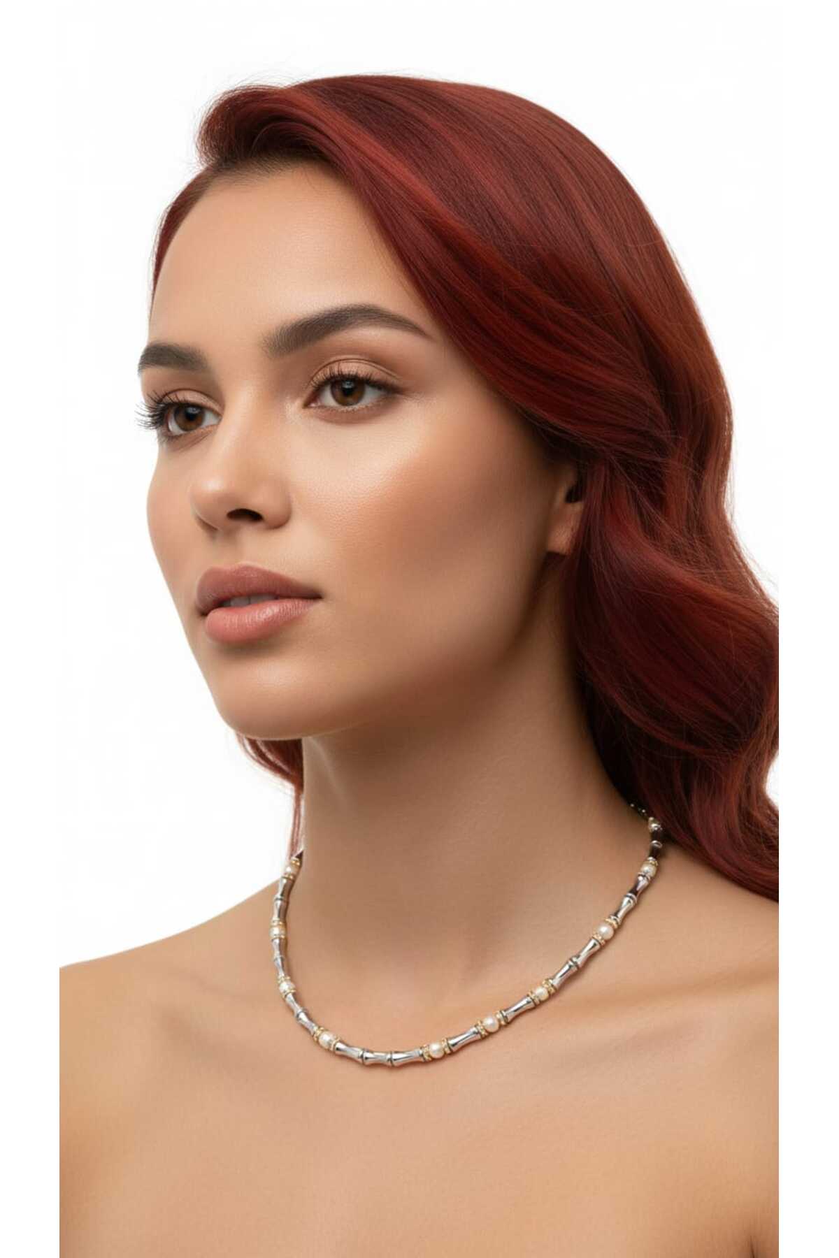 Vip Gümüş Renk Tasarım Kolye