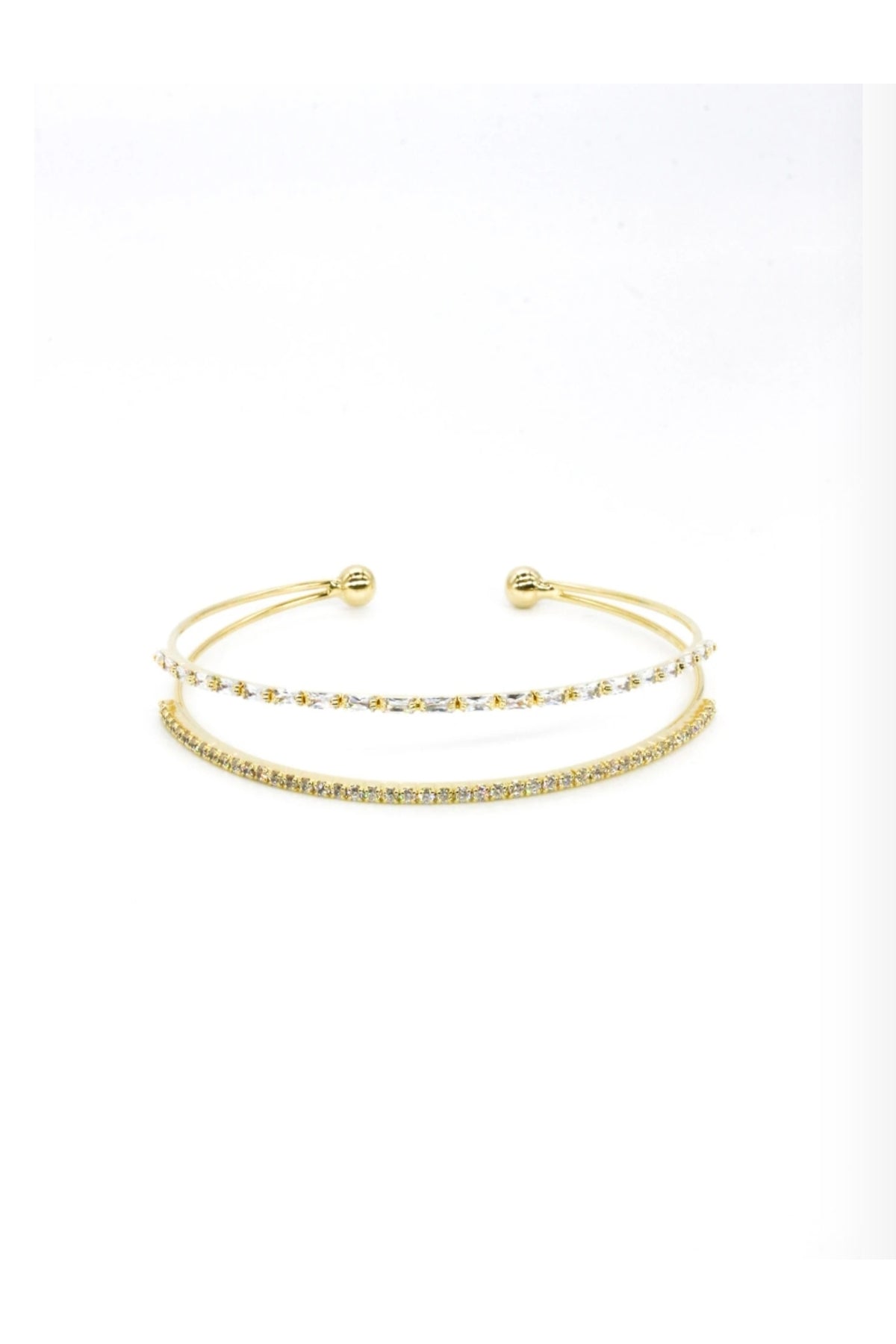 Tel C Kelepçe Bileklik, Sıralı Mini Baget Taşlı Model