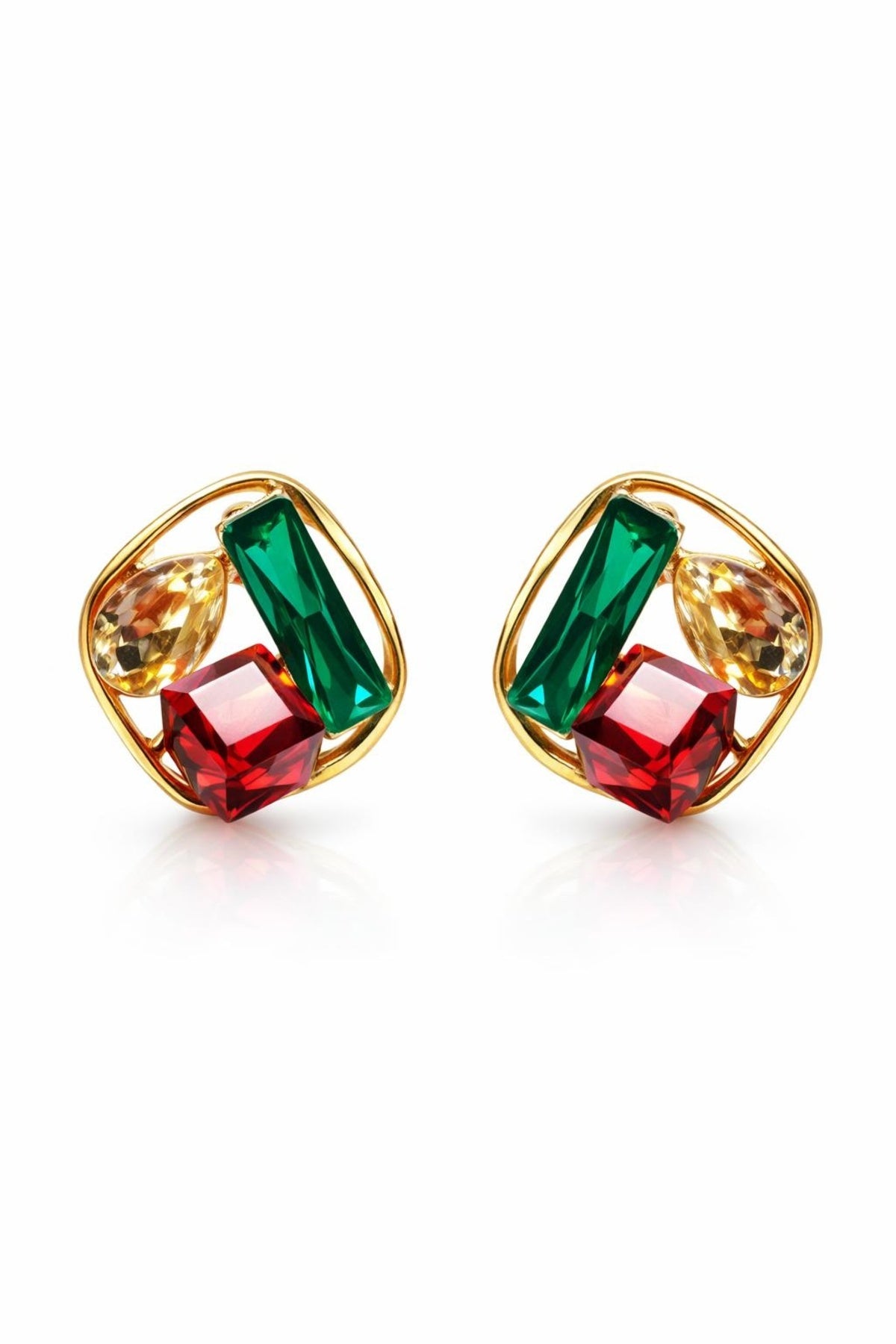 Zr Model Renkli Taşlı Küpe