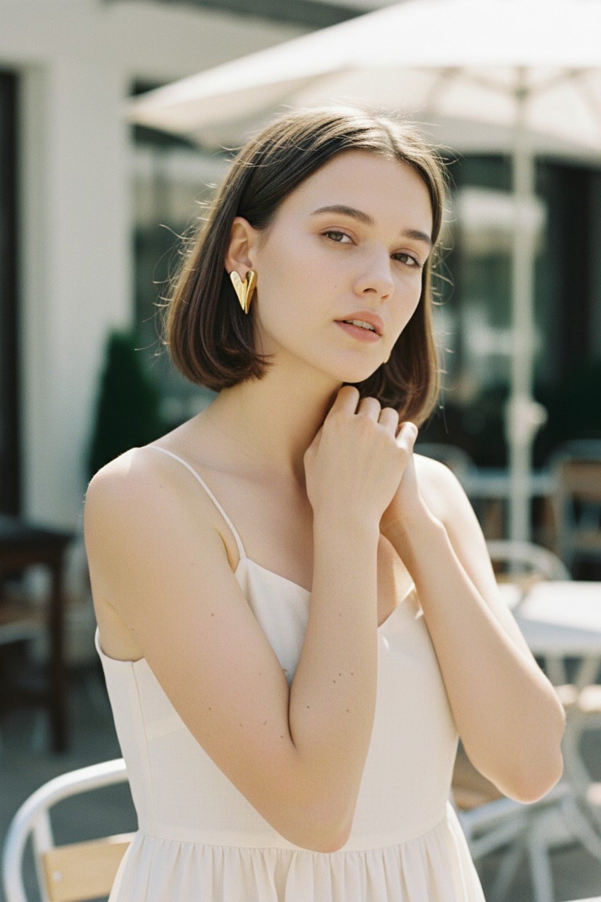 Vip Kadın Gold Kalp Küpe