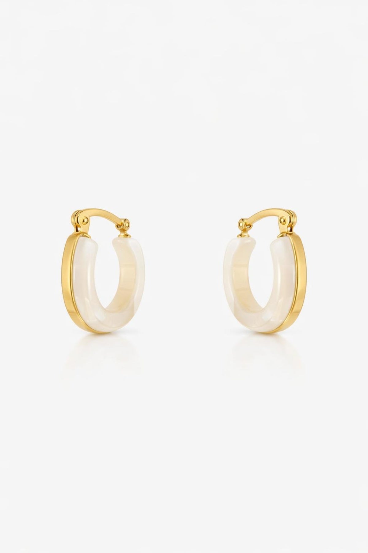 Beyaz Mine Gold Renk Minimal Form Küpe