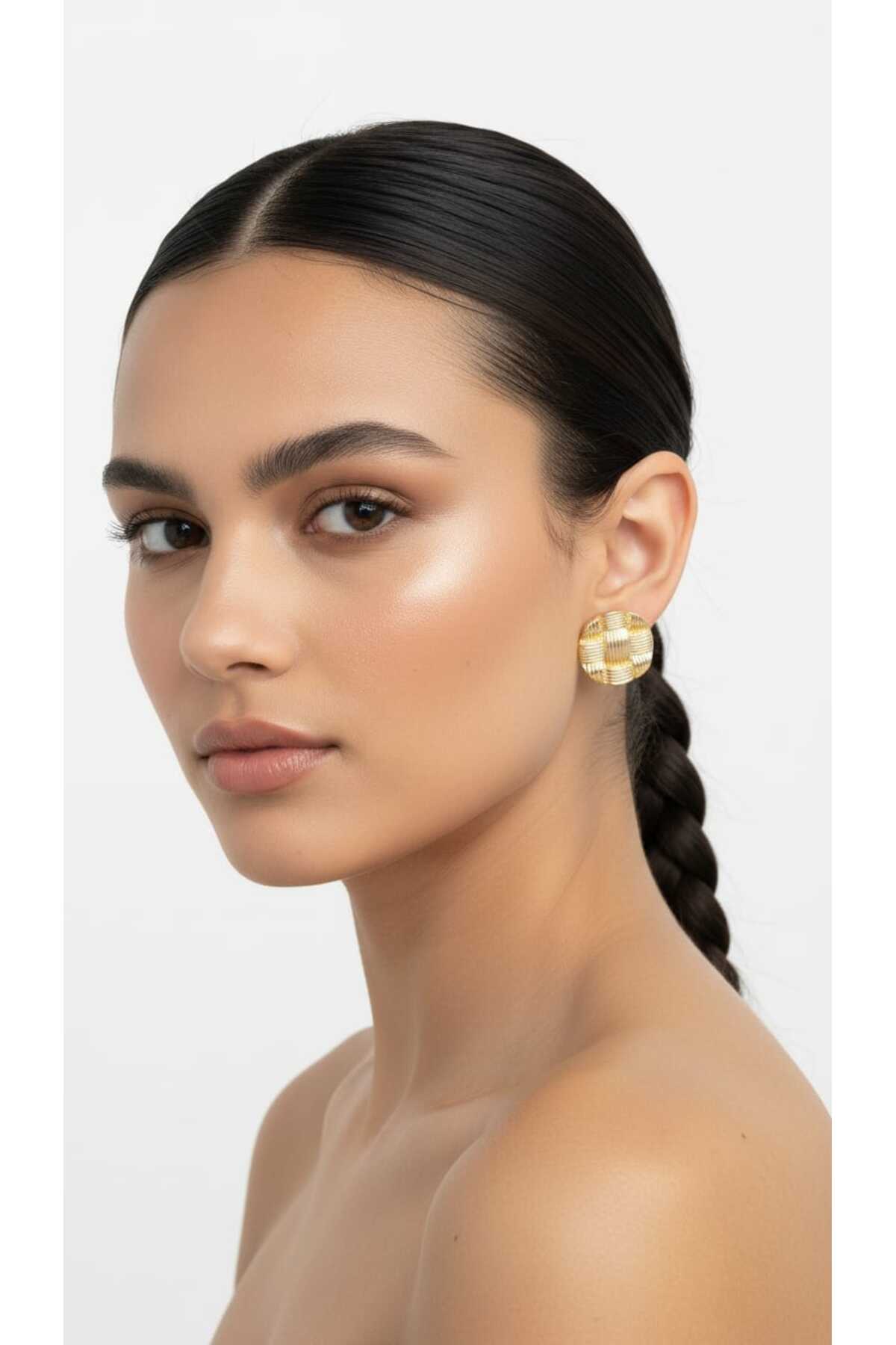 Vip Gold Düğme Model Küpe