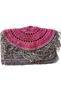 Püskül Detay Gri-Pembe Clutch Çanta