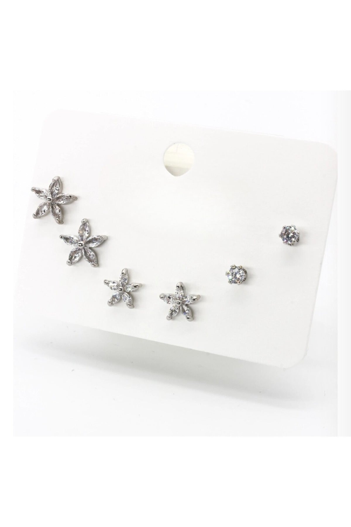 3 Çift Zirkon Taşlı Küpe Seti, Antialerjik, Suya Dayanıklı Model