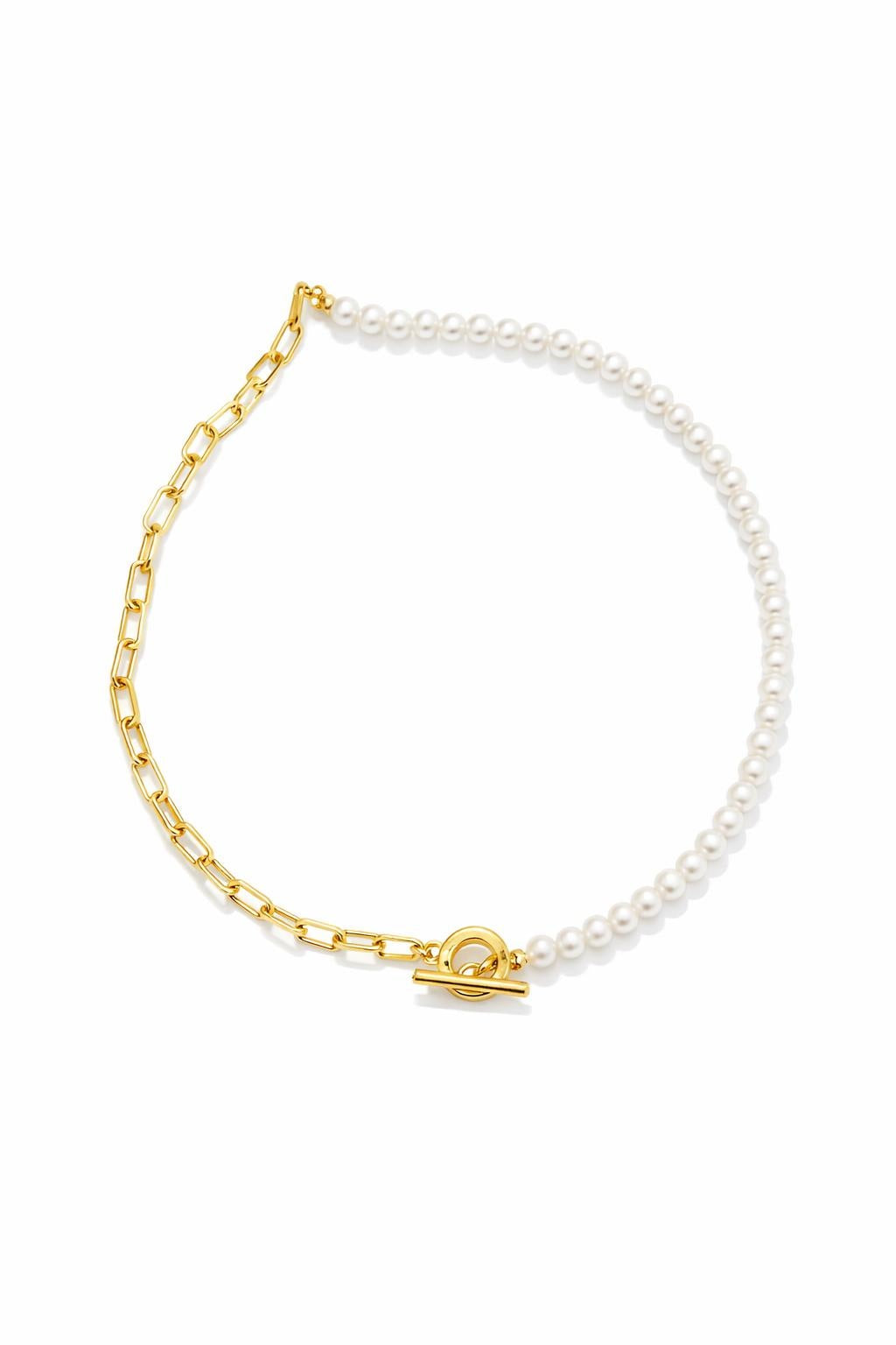 İncili T Kilit Zincir Kolye