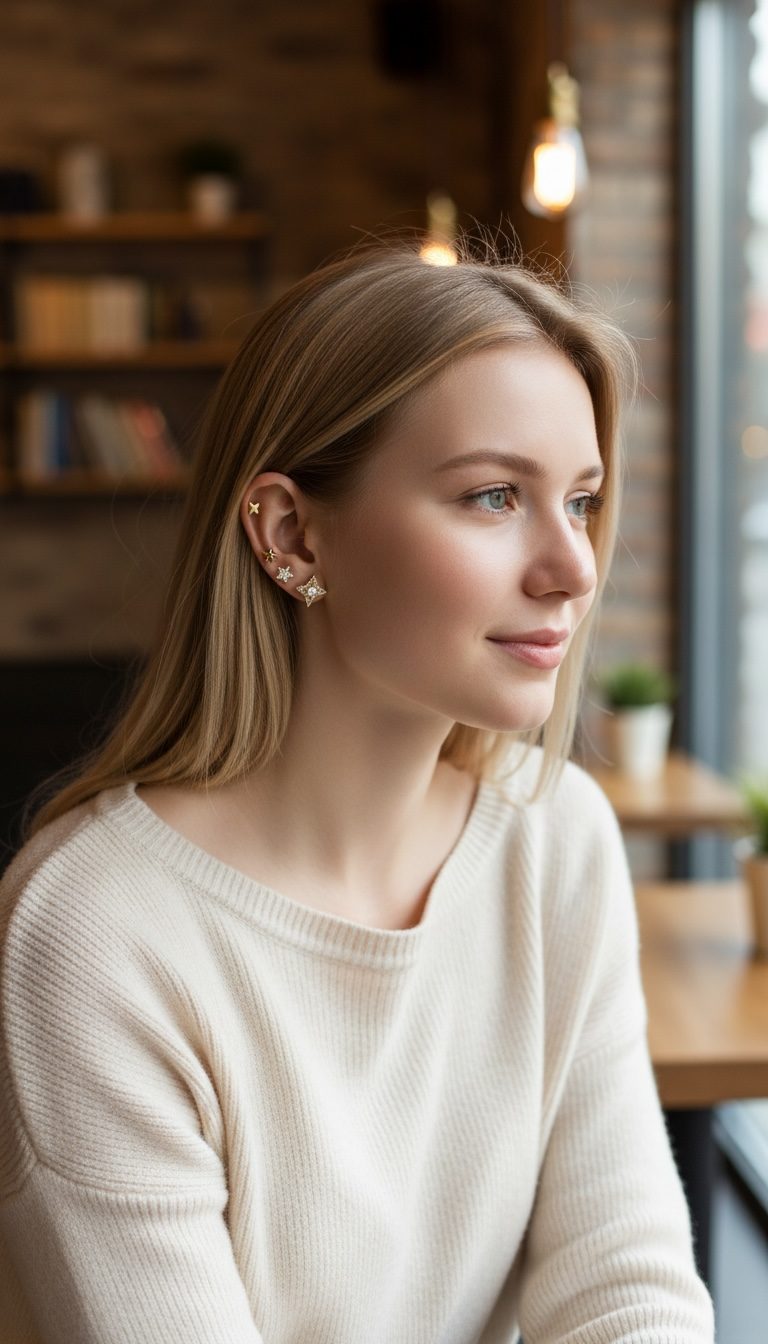 3 Çift Gold Renk Zirkon Taş Detaylı, Antialerjik Küpe Seti