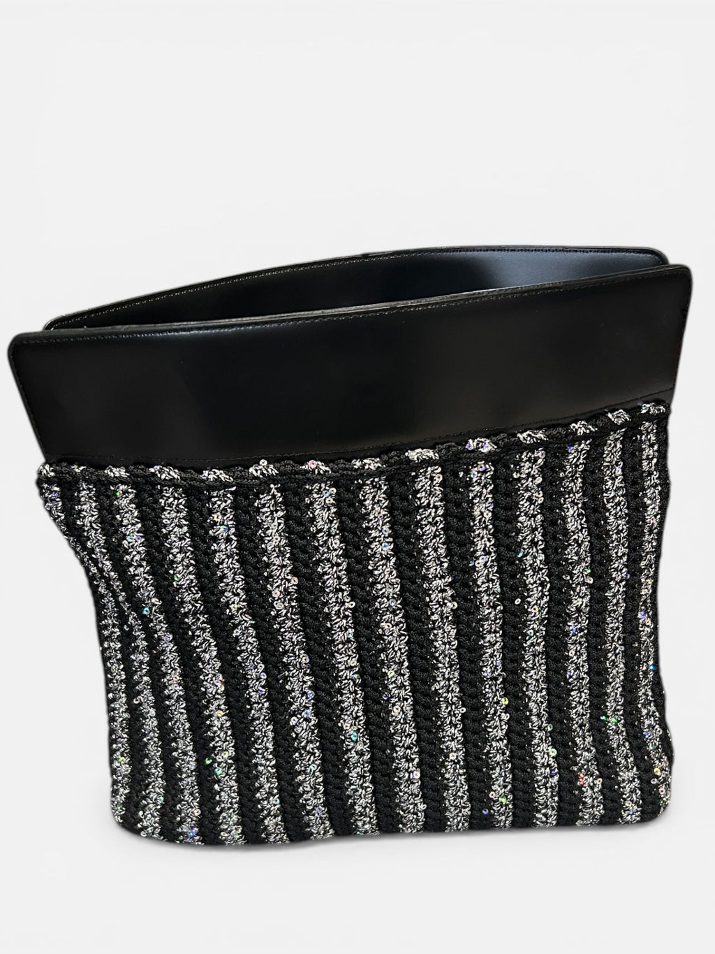 Gece Işıltısı Çizgili Clutch