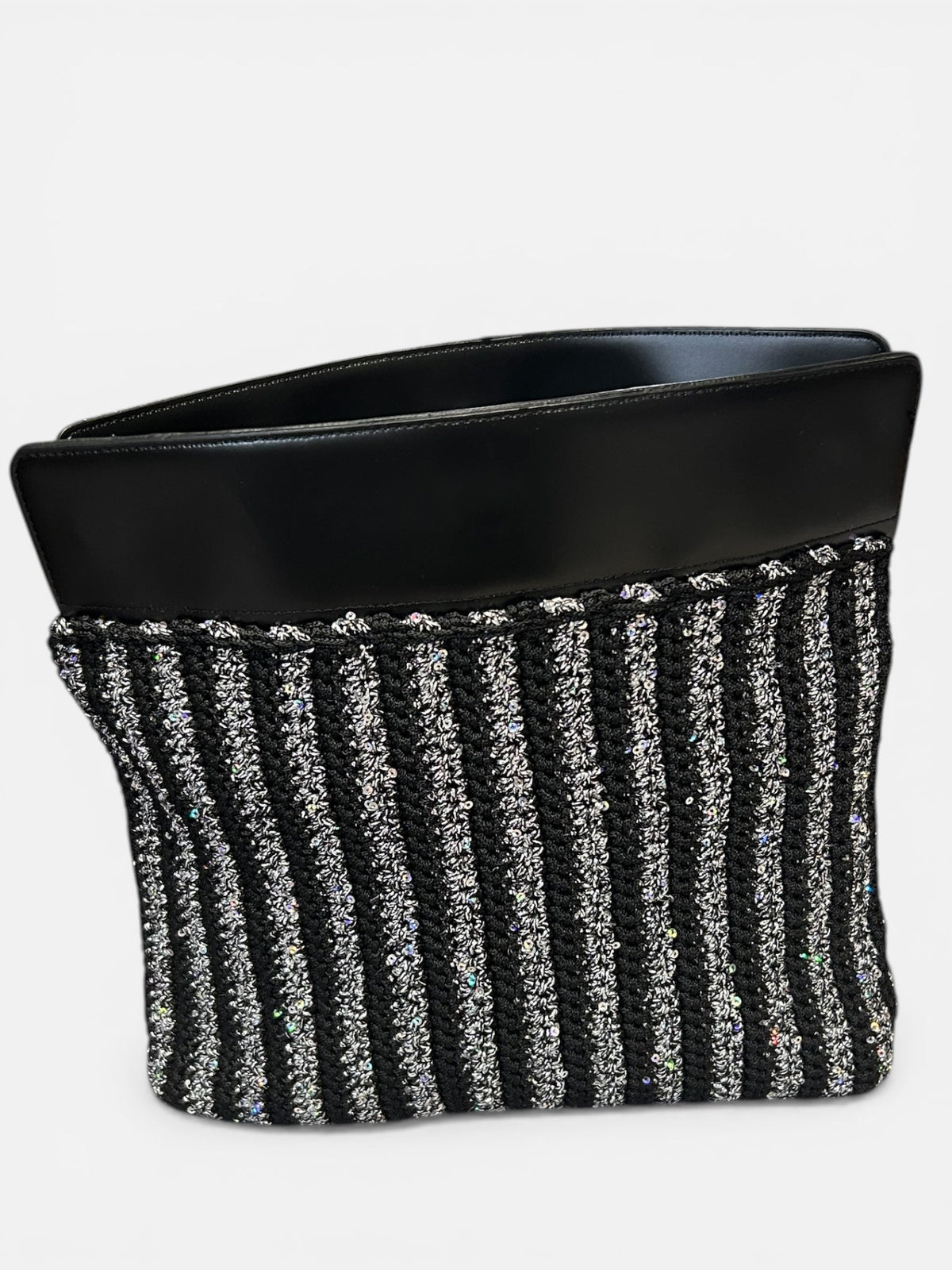 Gece Işıltısı Çizgili Clutch