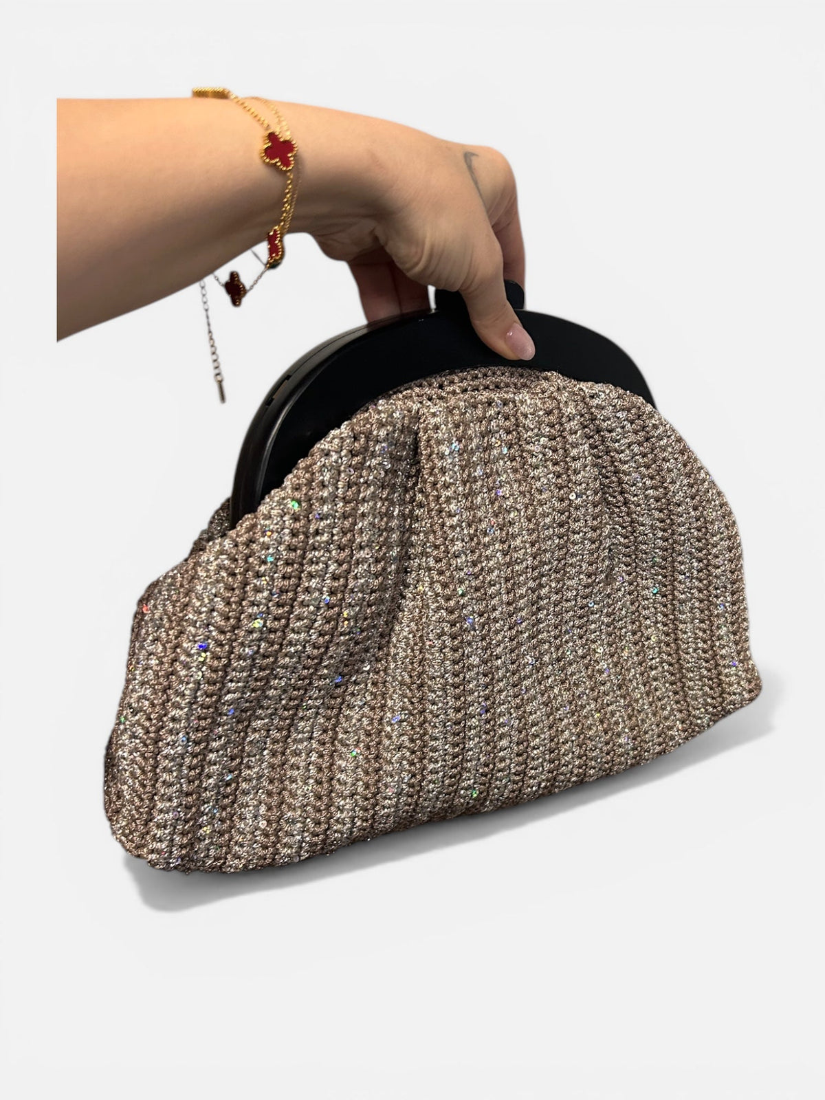 Işıltılı Plise Clutch Çanta