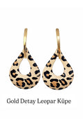 Leopar Desenli Altın Kaplama,Gold Küpe