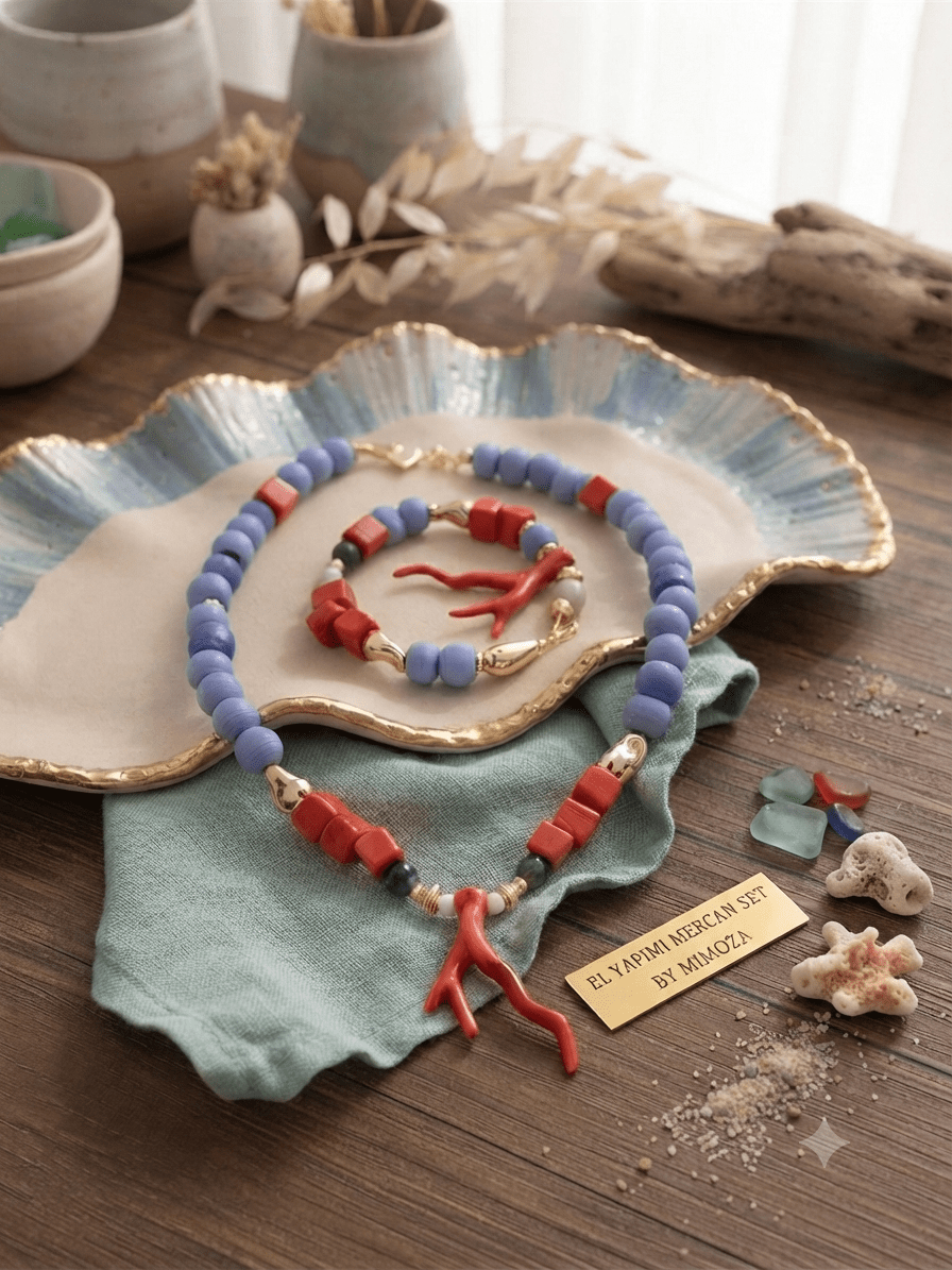 Mercan Dalı Kolye& Bileklik Set