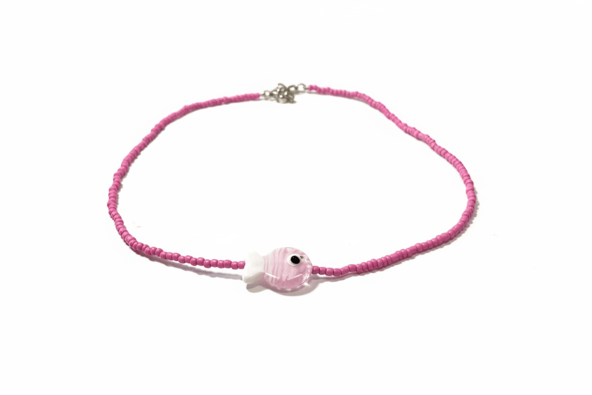 Pembe Balık Figürlü Choker Kolye